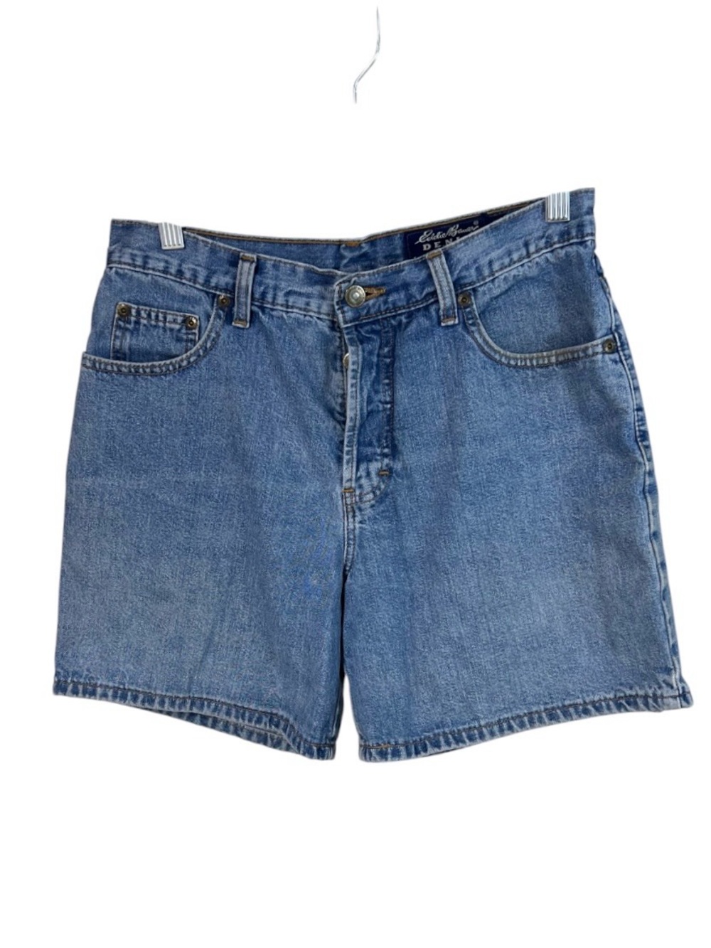 VTG Eddie Bauer Denim Shorts Womens 8 Light Blue High Rise 90s Mom Jorts